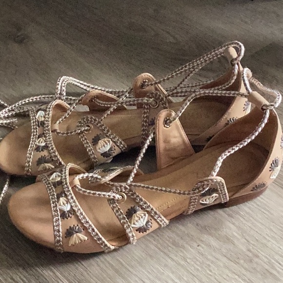 Schutz Beige Strappy Sandals with Rope Detail - Picture 4 of 9